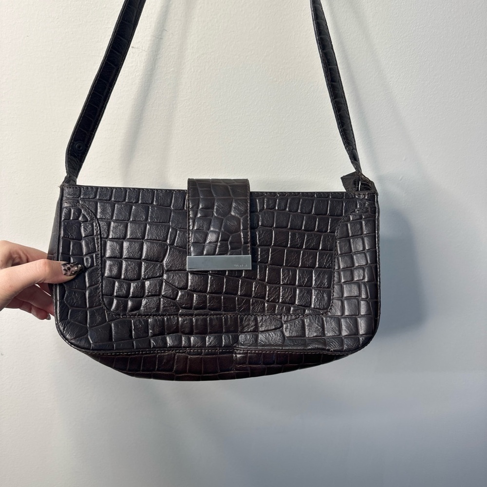 Via Spiga Genuine Croc Embossed Leather Mini Bag